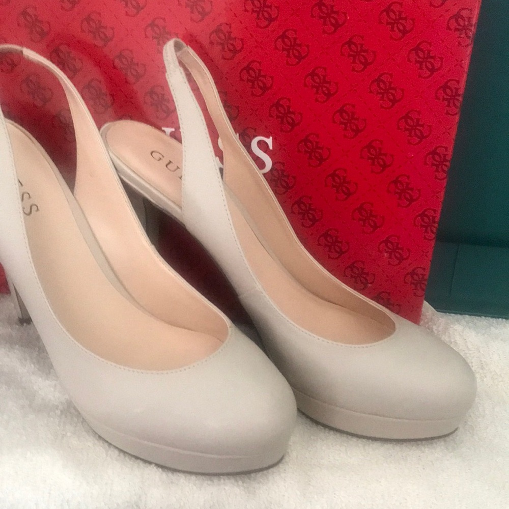 Guess Cream Slingback Platform Pumps